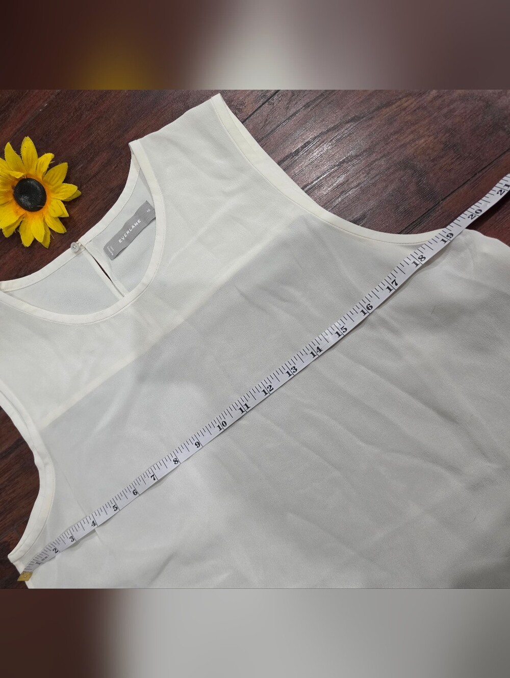 Everlane White Sleeveless Sheer Yoke Blouse - Picture 6 of 6